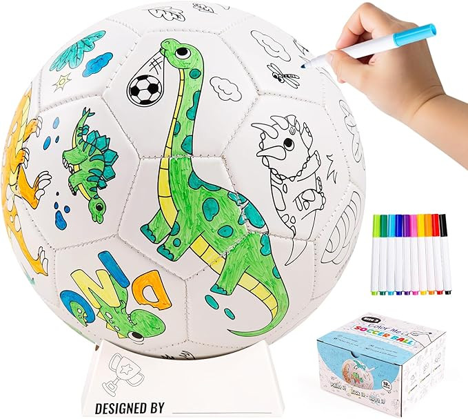 EVERICH TOY Paint Your Own Soccer Ball with Markers, Toddler Arts and Crafts Kits Soccer Gifts fo... | Amazon (US)