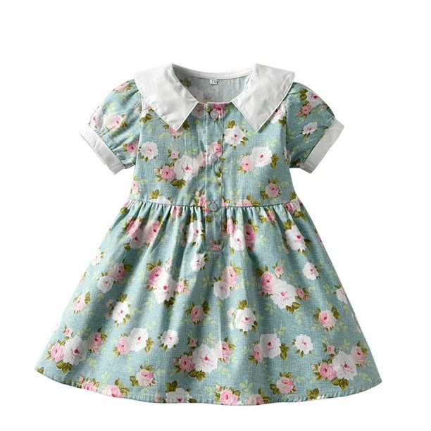 Cute Spring Dresses for Girls Spring Floral Cotton Short Sleeve Sundress 1-5Y - Walmart.com | Walmart (US)