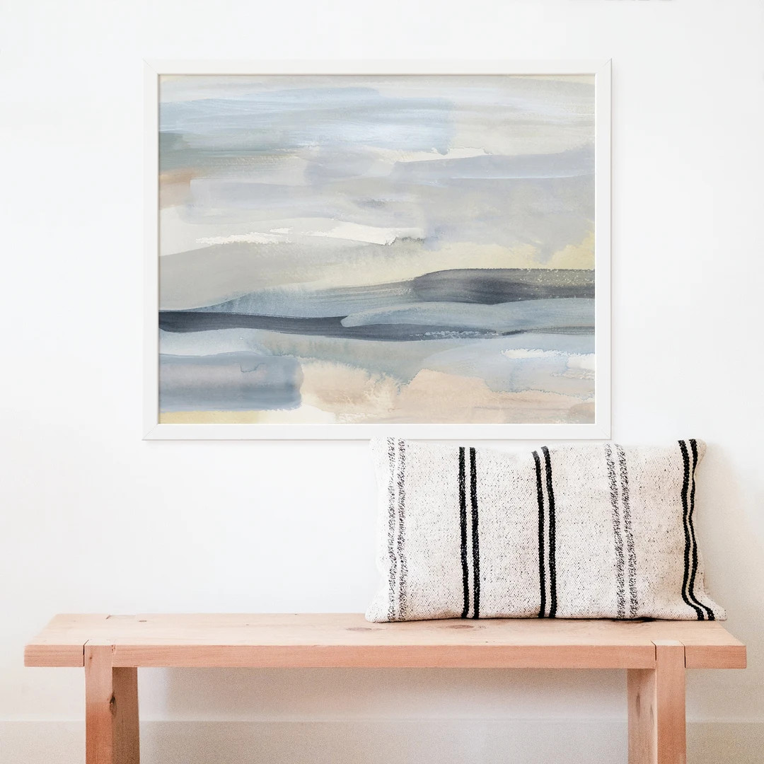 Beach Print Ocean Art Statement Painting Slate Blue and Tan Coastal Artwork Landscape Wall Art | ... | Etsy (US)