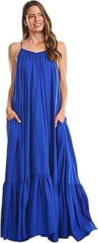 Elegance A-Line Spaghetti Strap Flowy Maxi Rideau Dress | Amazon (US)