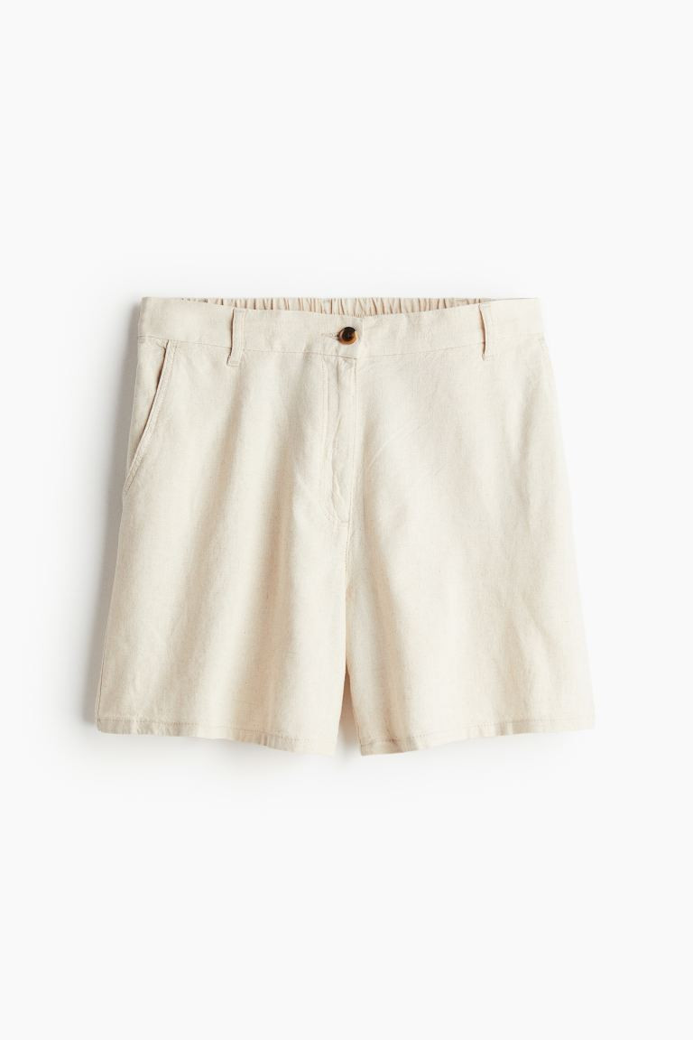 Linen-blend Shorts - Light beige - Ladies | H&M US | H&M (US + CA)
