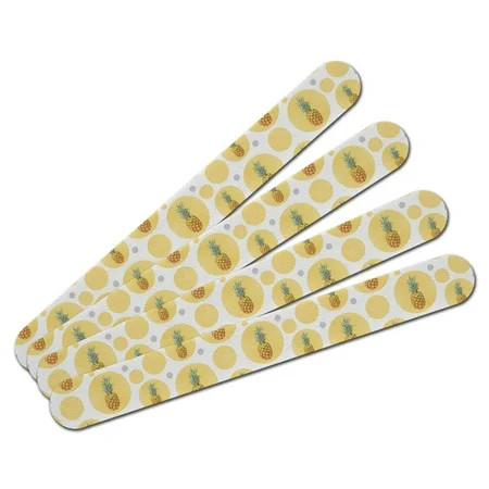 Pineapple on Yellow Background Double-Sided Nail File Emery Board Set 4 Pack | Walmart (US)