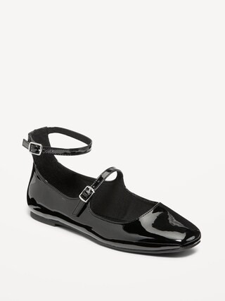 Double-Strap Faux Leather Mary Jane Flats | Old Navy (CA)