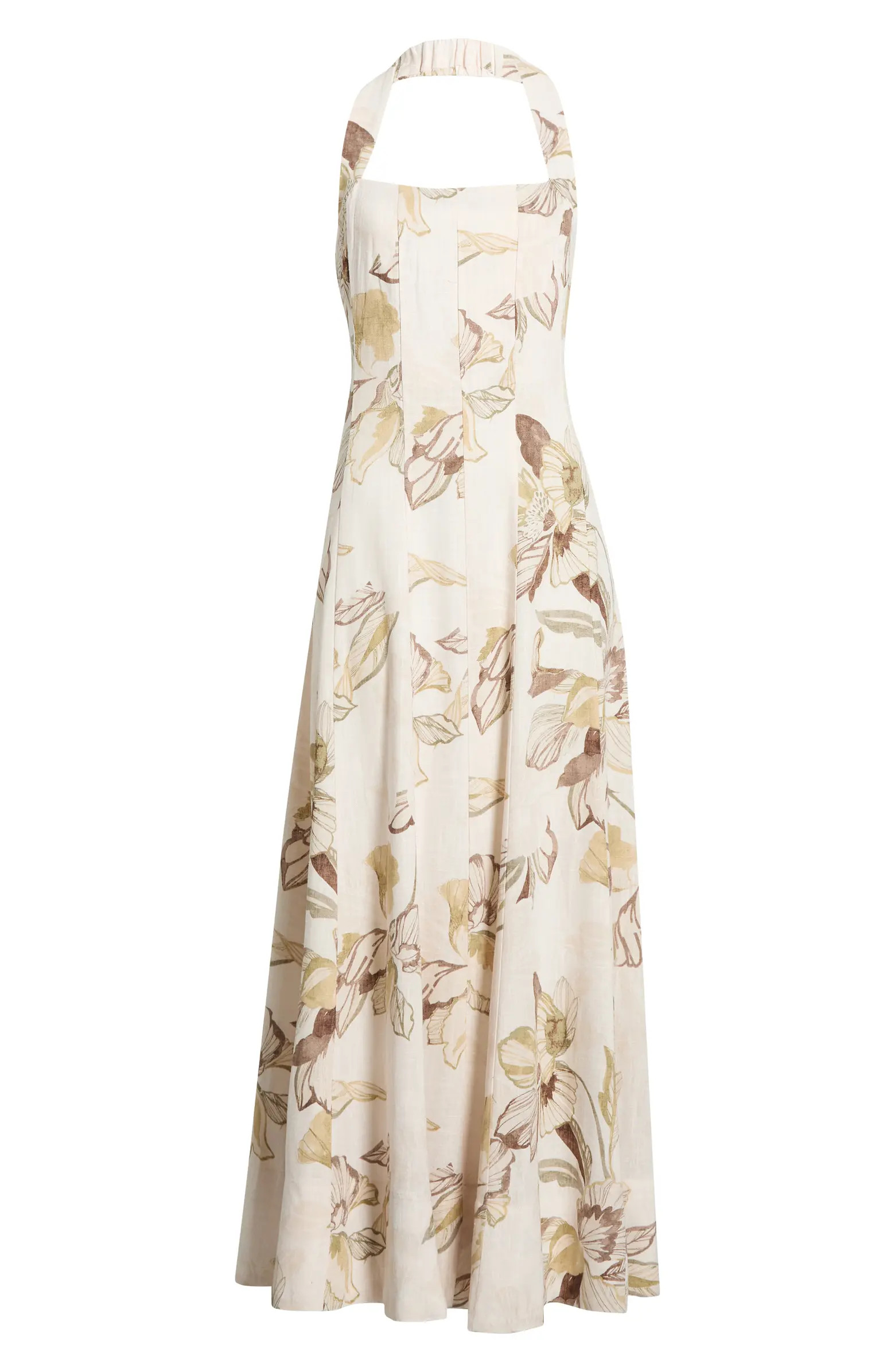 Floral Panel Halter Midi Dress | Nordstrom