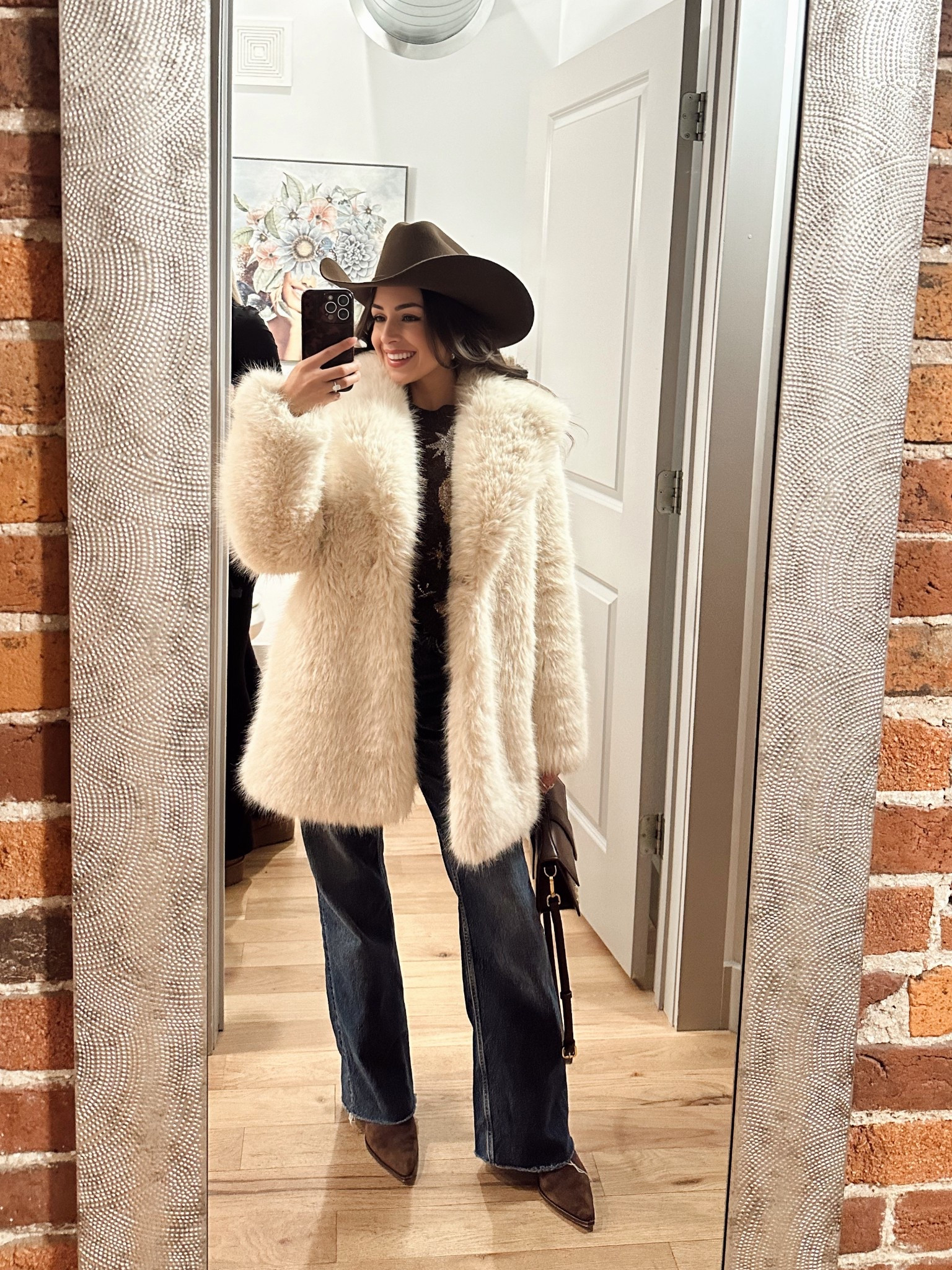 Wore this outfit in Nashville 



Faux fur coat, Cowboy hat outfit, winter style, jeans and cowboy boots outfit, rodeo style 

#LTKSeasonal #LTKStyleTip #LTKTravel