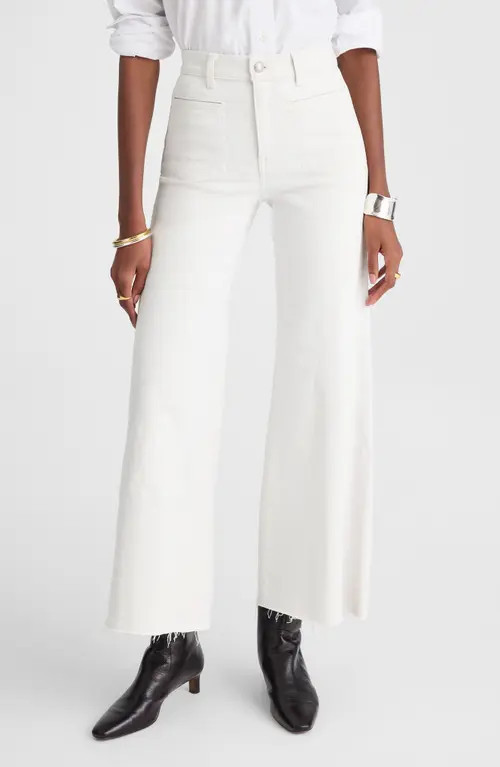 Madewell The Flared Wide Leg Crop Jeans in Vintage Ivory at Nordstrom, Size 29 | Nordstrom