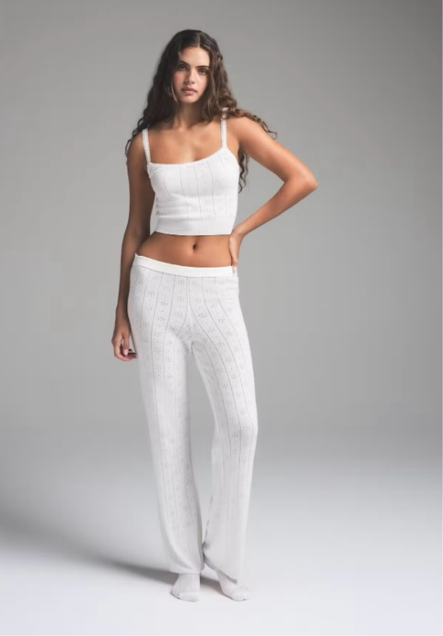 Pointelle White Lounge Set 