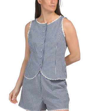 Gingham Sleeveless Vest Top | Coastal | Marshalls | Marshalls