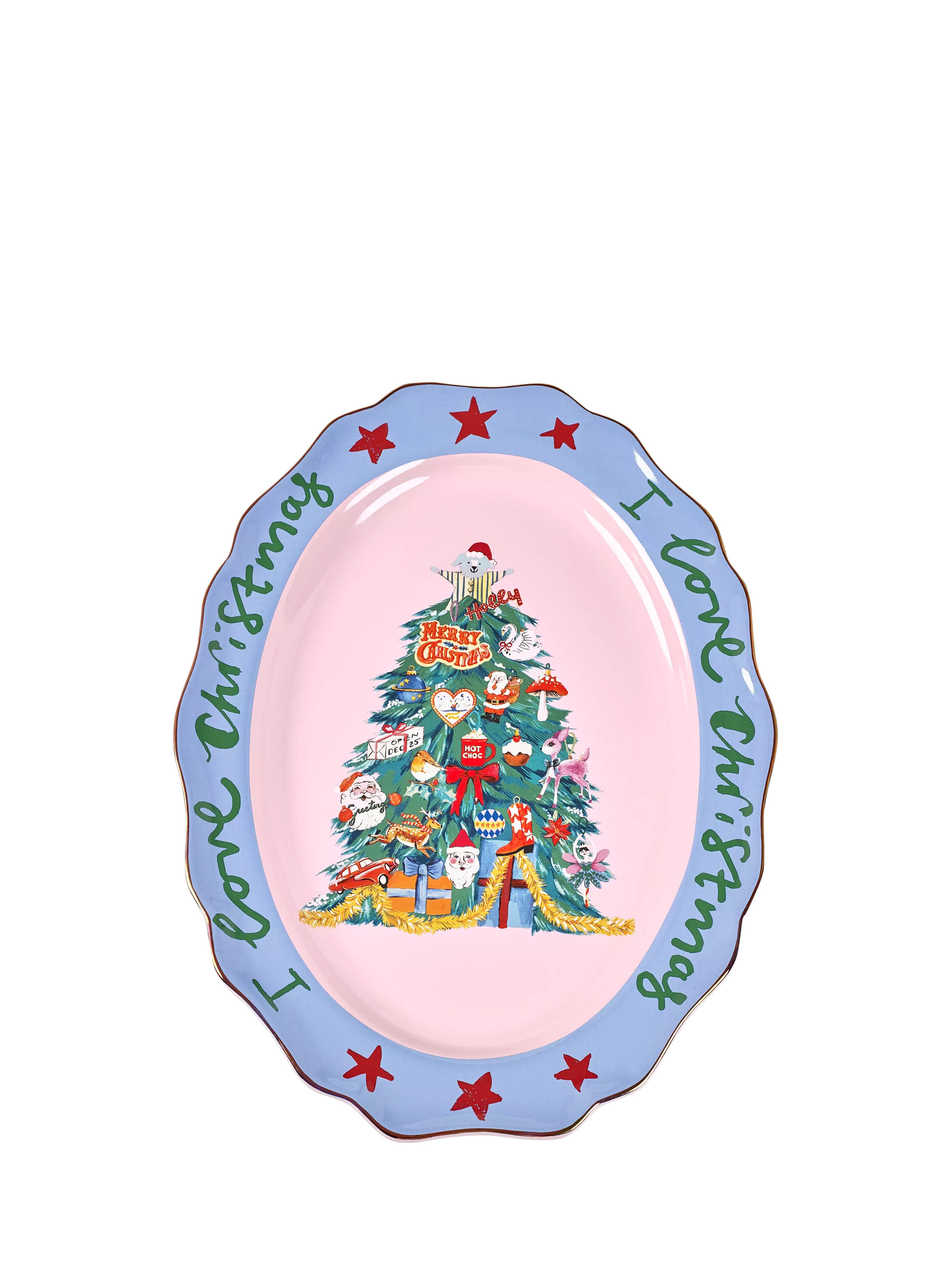 Eleanor Bowmer Fabulously Festive Oval Stoneware Serve Platter, 32.5cm Multi | John Lewis (UK)