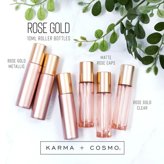 SIX Rose Gold 10ml Essential Oil Roller Bottles | Set of 6 | Etsy (US)