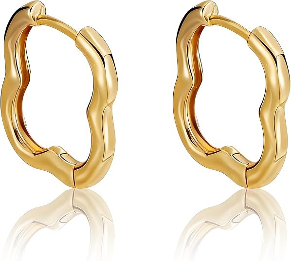Shiny Gold Earrings for Women,14K Gold Plated Butterfly Earrings for Women,14K Real Gold Plated D... | Amazon (US)