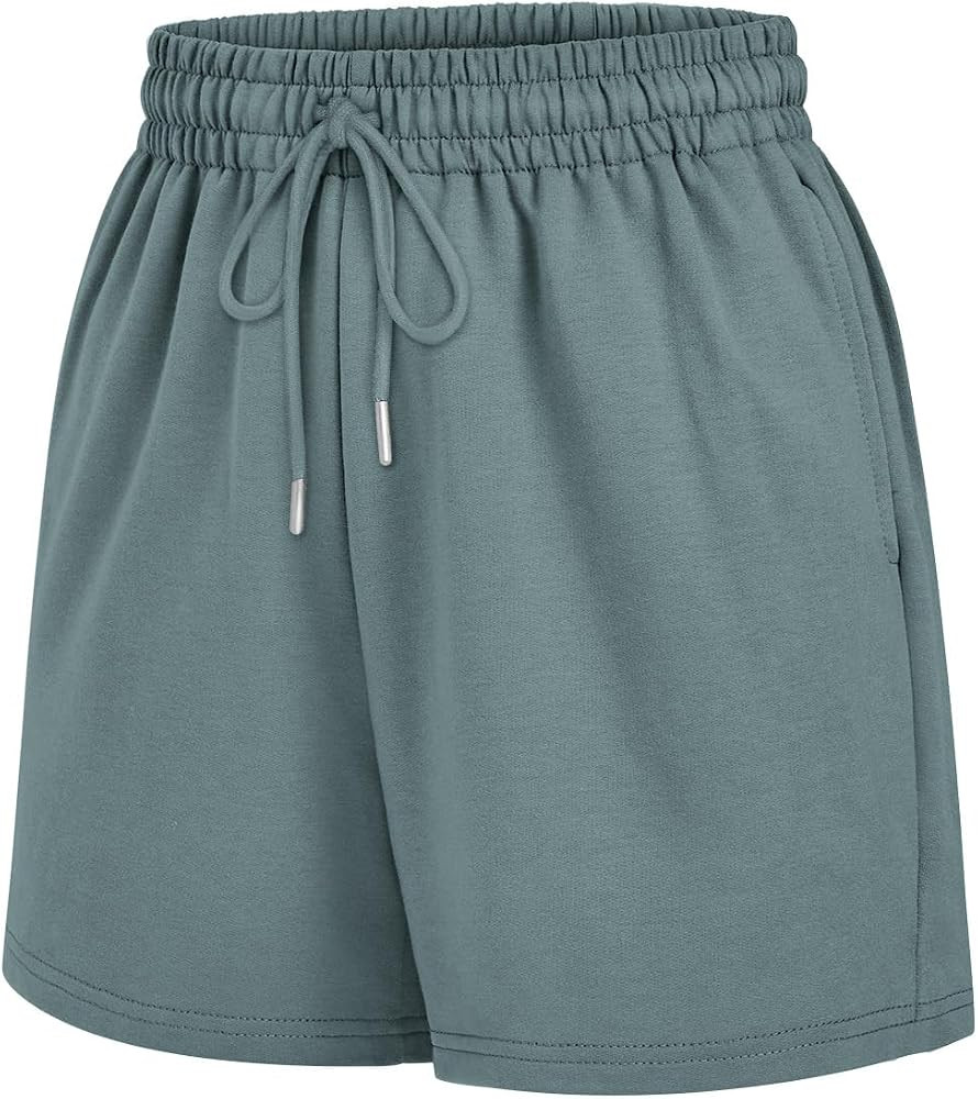 EFAN Womens Sweat Shorts Summer Casual Comfy High Waisted Lounge Shorts Drawstring Cotton Shorts ... | Amazon (US)