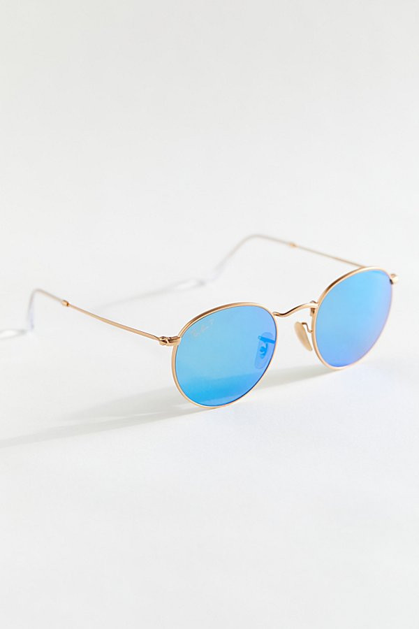 Ray-Ban Round Metal Flash Sunglasses | Urban Outfitters (US and RoW)
