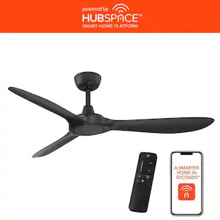 Home Decorators Collection Tager 52 in. Smart Indoor/Outdoor Matte Black with Matte Black Blades ... | The Home Depot