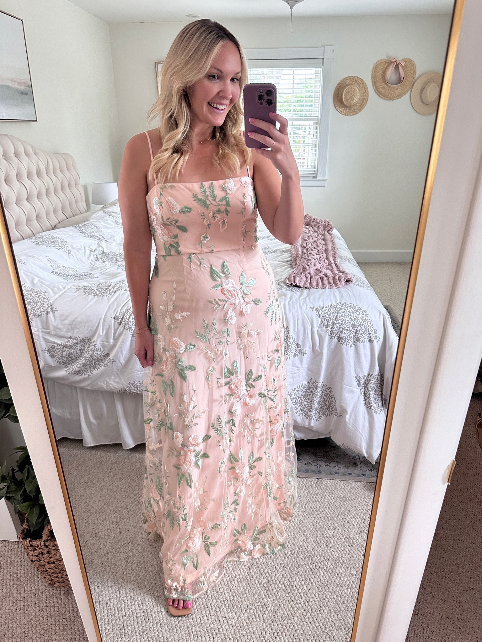 Blush pink floral maxi hot sale dress