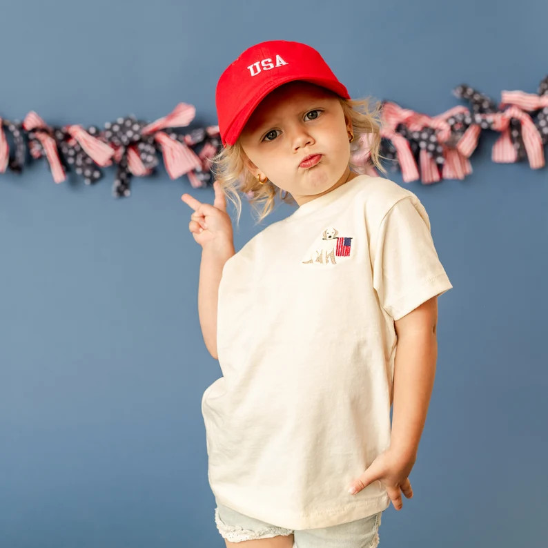 Embroidered Child Tee - Patriotic Pup (pocket) | Kids Dog Shirt | Kids Patriotic Shirt | Kids 4th... | Etsy (Global)