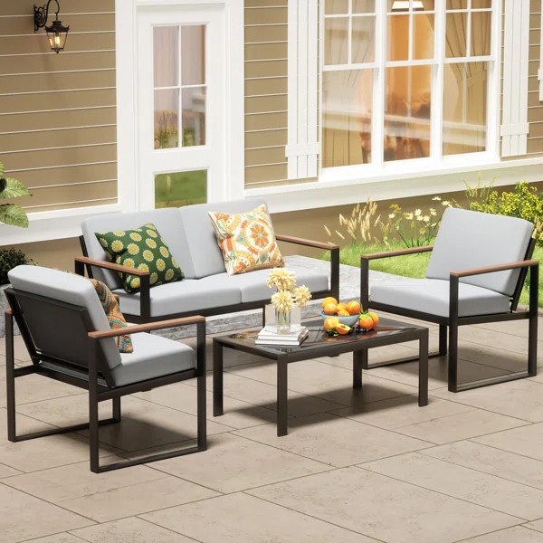 Atara 4 Piece Sofa Seating Group with Cushions | Wayfair North America