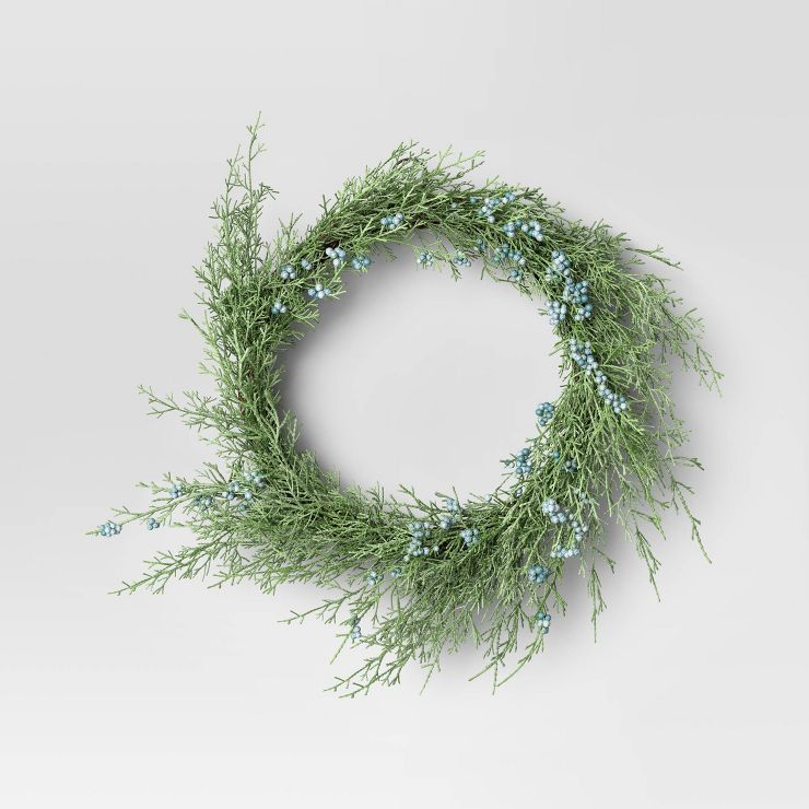 Cypress and Juniper Wreath Green - Threshold™ | Target