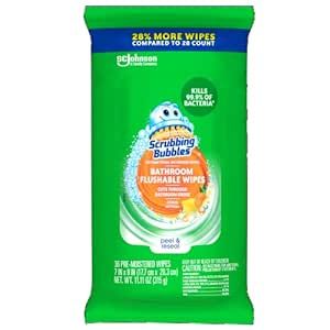 Scrubbing Bubbles Antibacterial Bathroom Flushable Wipes, Flushable and Resealable Cleaning Wipes... | Amazon (US)