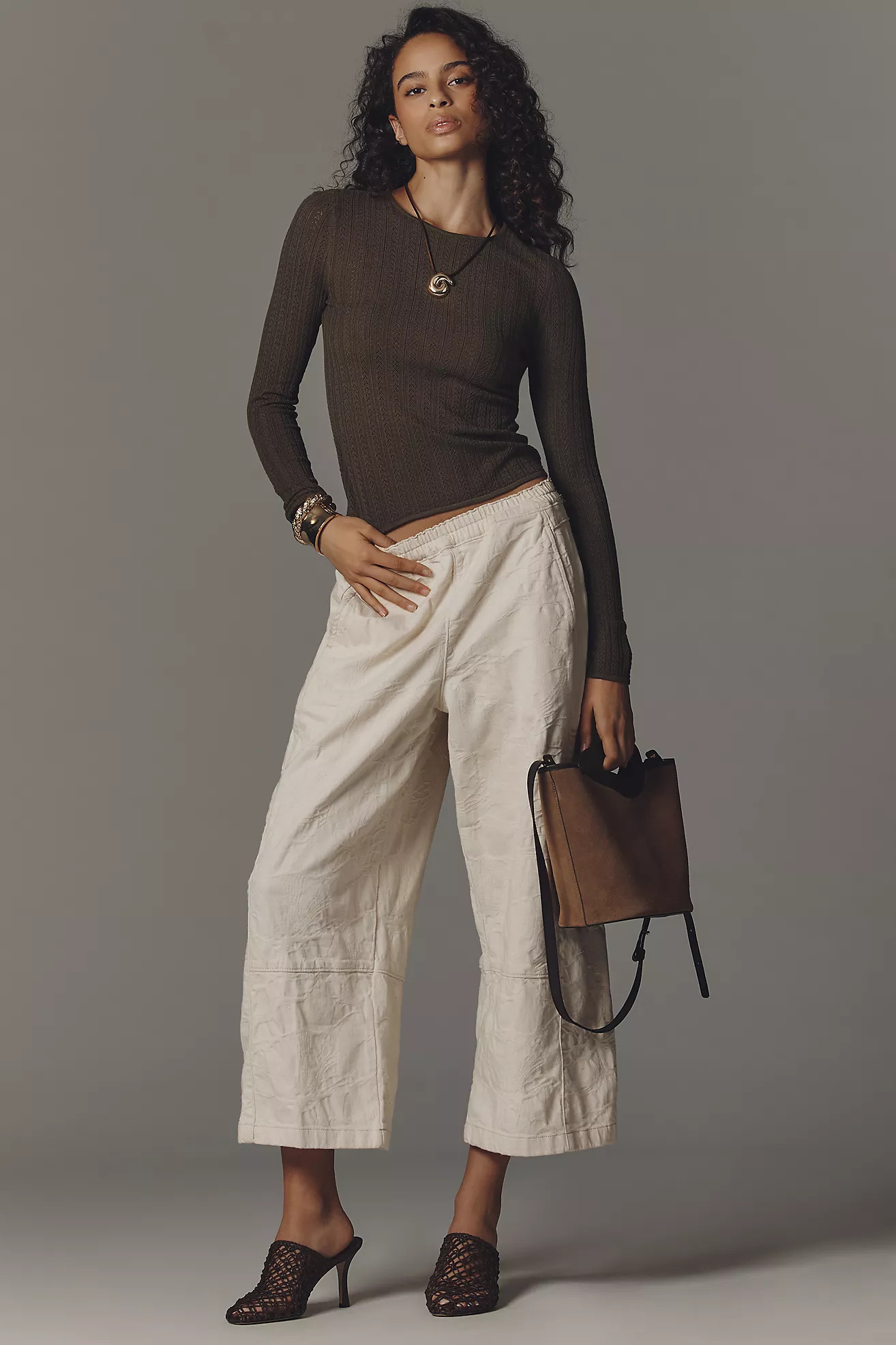 The Izzie Relaxed Pull-On Barrel Pants by Pilcro: Jacquard Edition | Anthropologie (US)