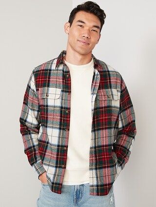 Regular-Fit Plaid Double-Brushed Flannel Shirt for Men | Old Navy (US)