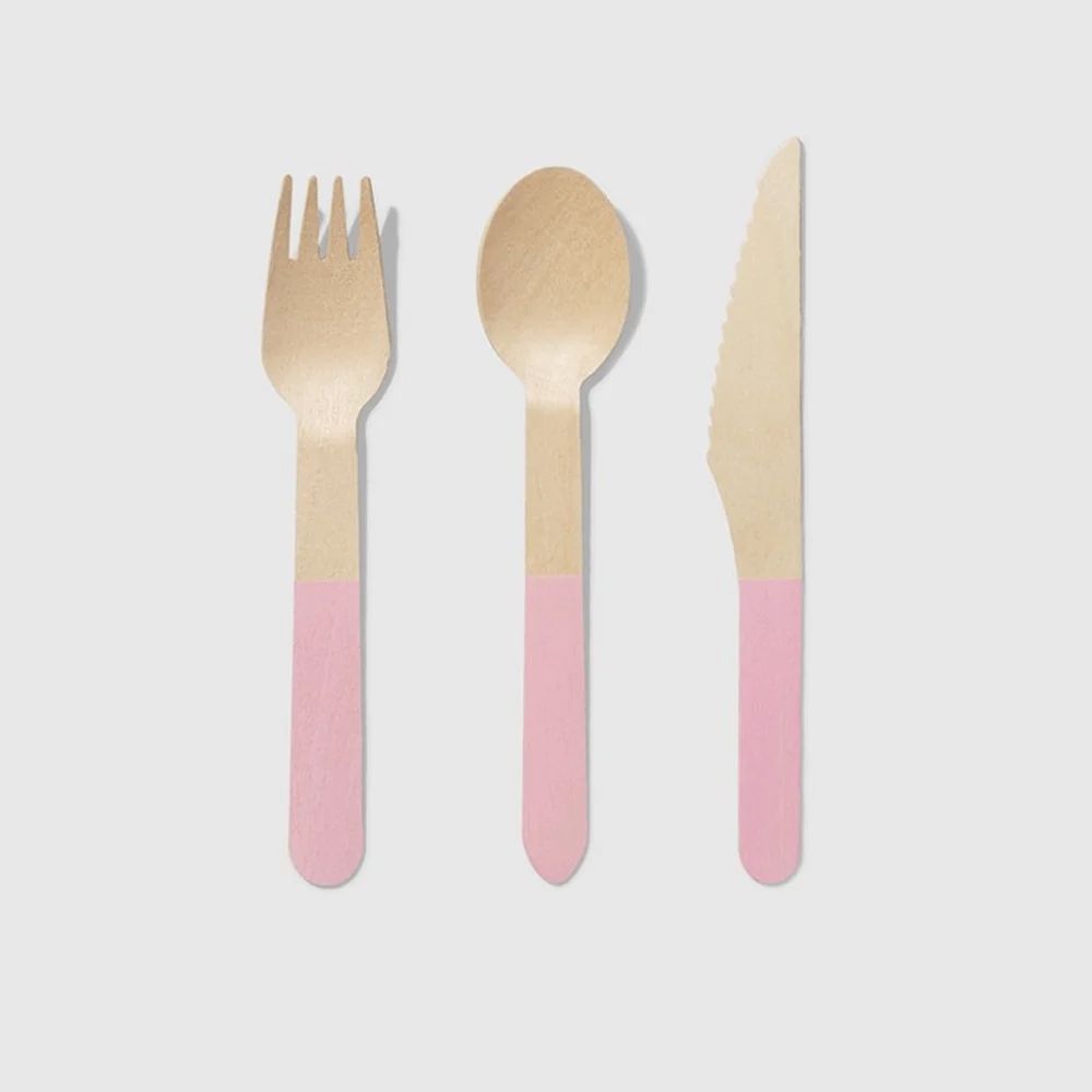 Wooden Cutlery Set - Pale Pink | Shop Sweet Lulu