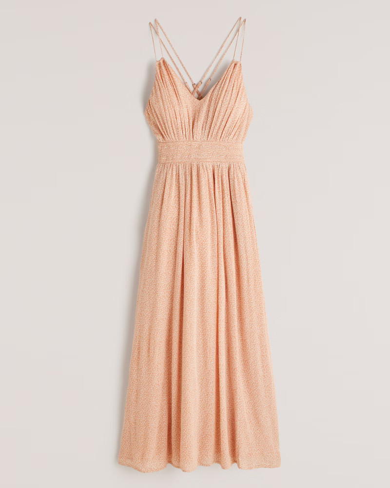 Double-Strap Babydoll Maxi Dress | Abercrombie & Fitch (US)