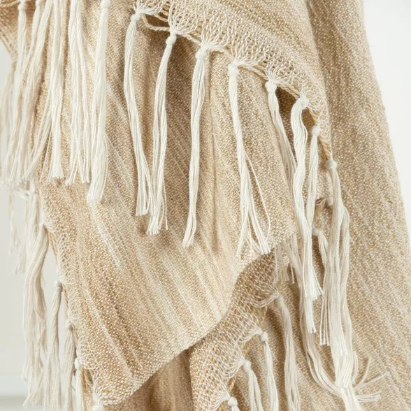 50"x60" Stripe Throw Blanket Beige - Rizzy Home | Target