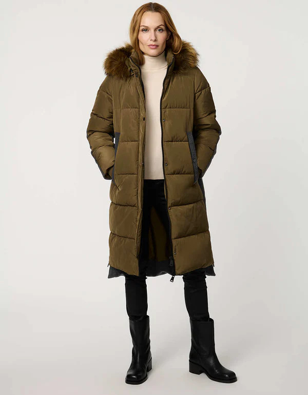 Outdoorsy Wool Combo Puffer Coat | Bernardo Fashions