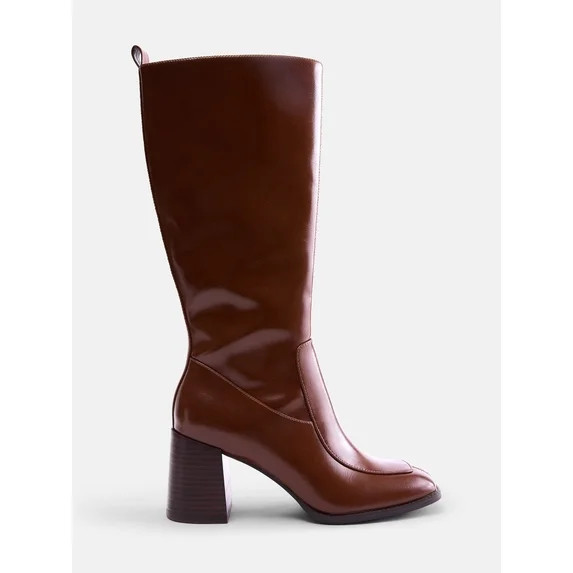 Free Assembly Women's Faux Leather Square Toe Tall Boots | Walmart (US)