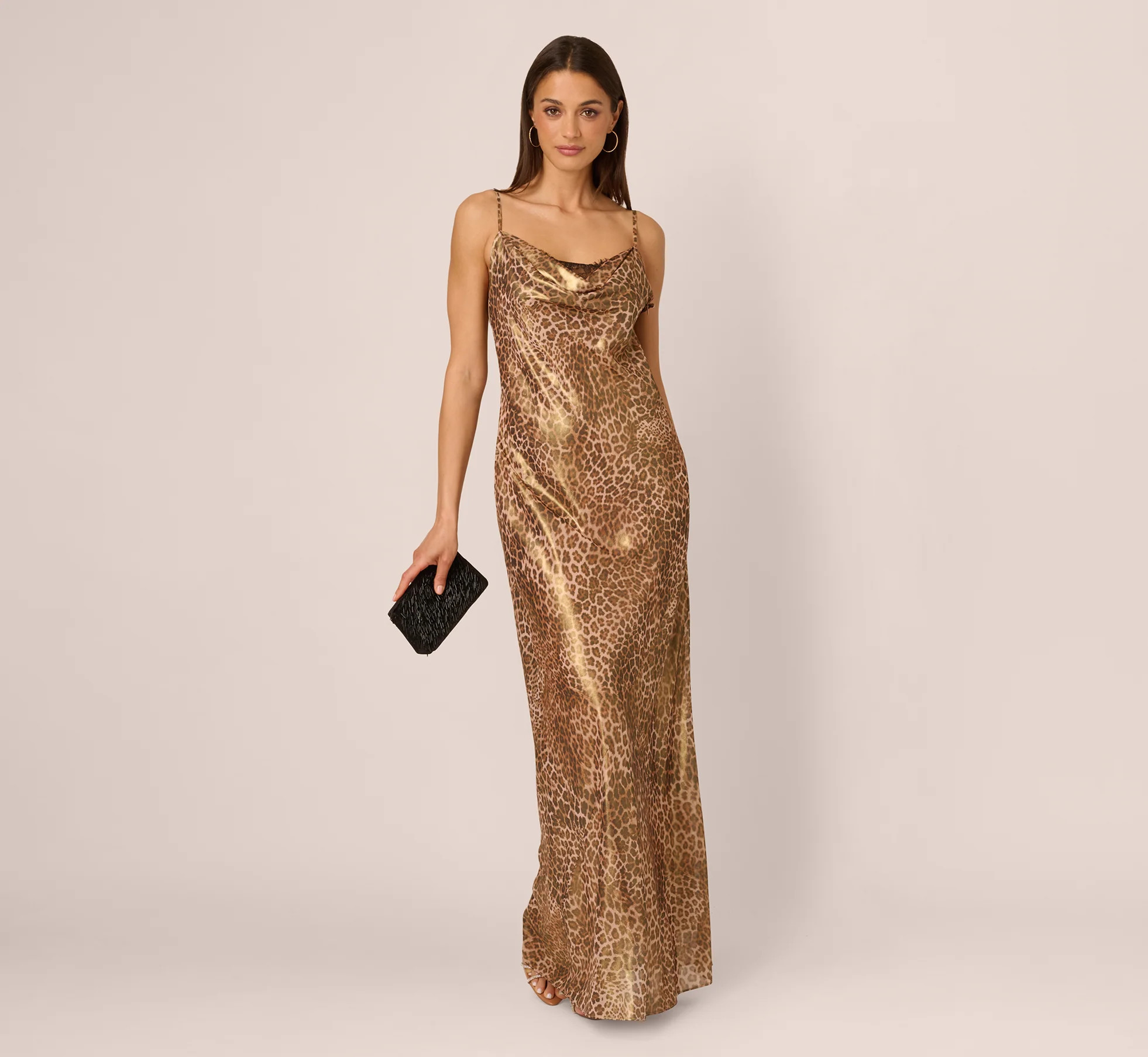 Brown Foiled Animal Print Slip Dress - Adrianna Papell | Adrianna Papell