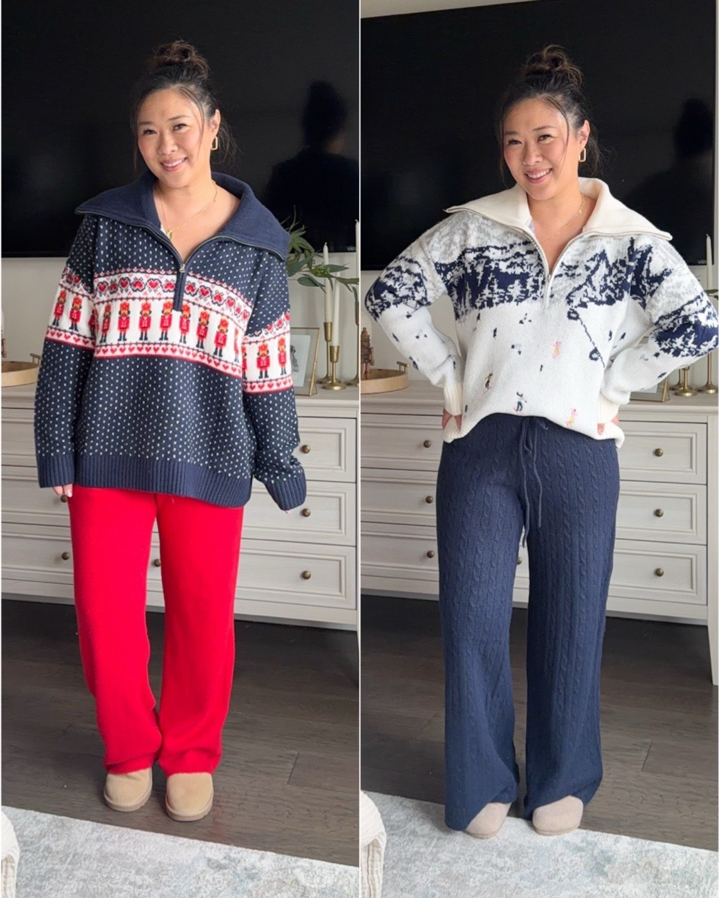 Target Festive and Cozy Winter Sweaters
Navy Nutcracker: 1X
Cream Skiiers: Large
Sweater Pants: Medium 

target fashion, festive sweaters, cozy winter sweaters, winter style, trendy outfit, holiday outfit, holiday ootd 

#LTKSeasonal #LTKootd #LTKHoliday