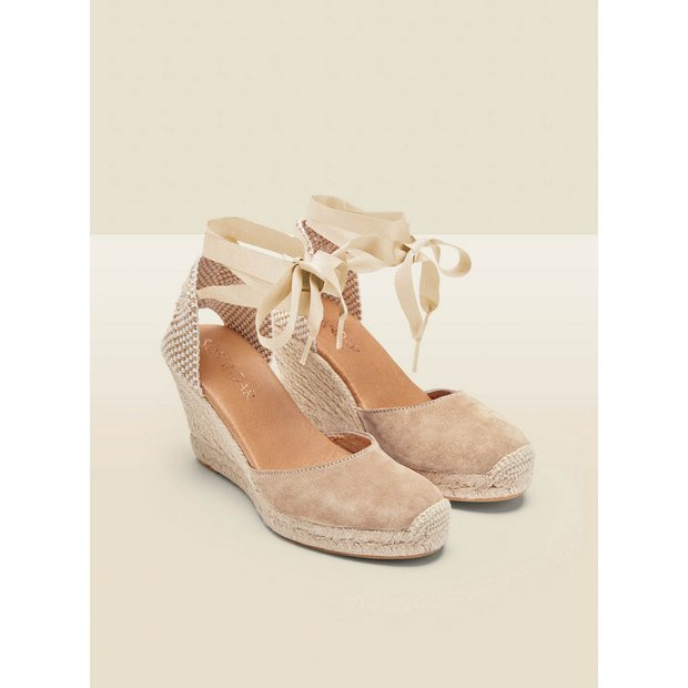 Buy SOSANDAR Taupe Perla Suede Valenciana Wedge Espadrille - 7 | Sandals | Tu | Tu Clothing