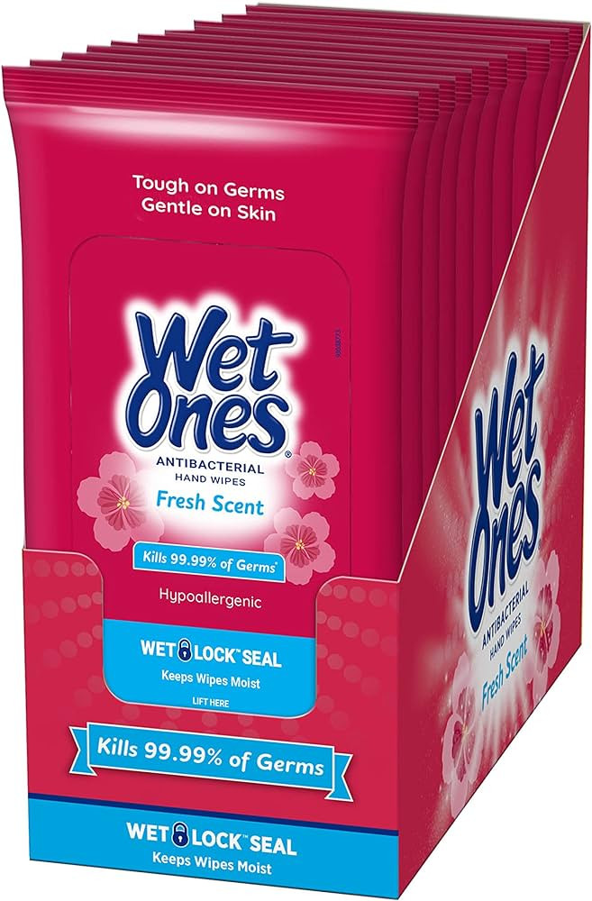 Wet Ones Antibacterial Hand Wipes Case, Fresh Scent | 20 ct. Travel Size (10 pack) | Amazon (US)