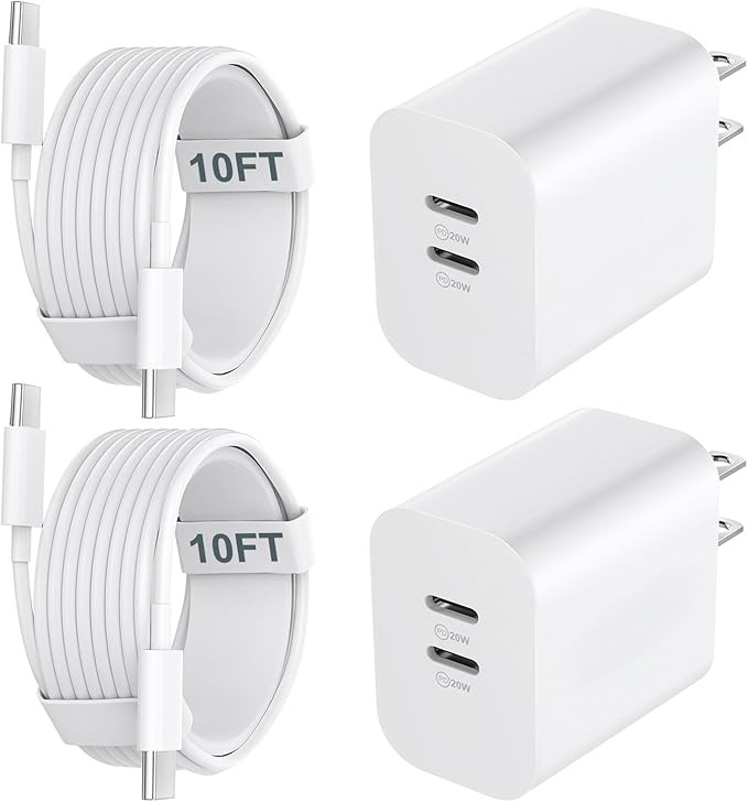 iPhone 17 16 15 Charger Fast Charging Cord 10FT Long USB C Charging Cable with 20W Type C Charger... | Amazon (US)