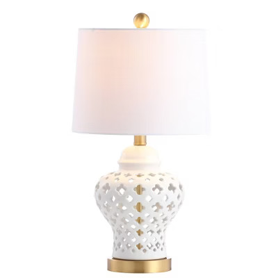 20.5" Ceramic/Metal Quatrefoil Fretwork Pierced Ginger Jar Table Lamp (Includes LED Light Bulb) W... | Target