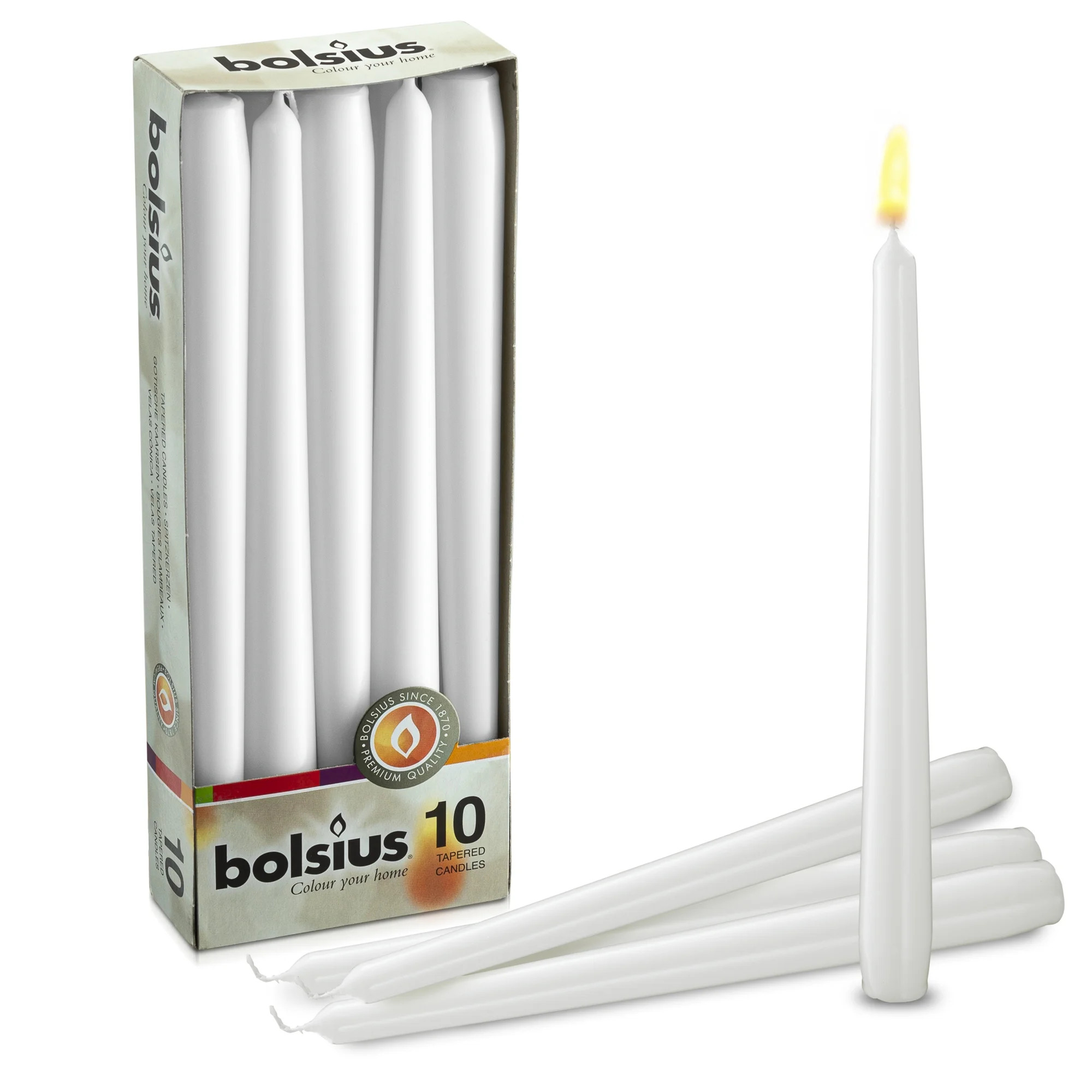 Bolsius 10 Inch White Unscented Taper Candles for Wedding, Party, Spa, and All Events - 7.5 Hours... | Walmart (US)