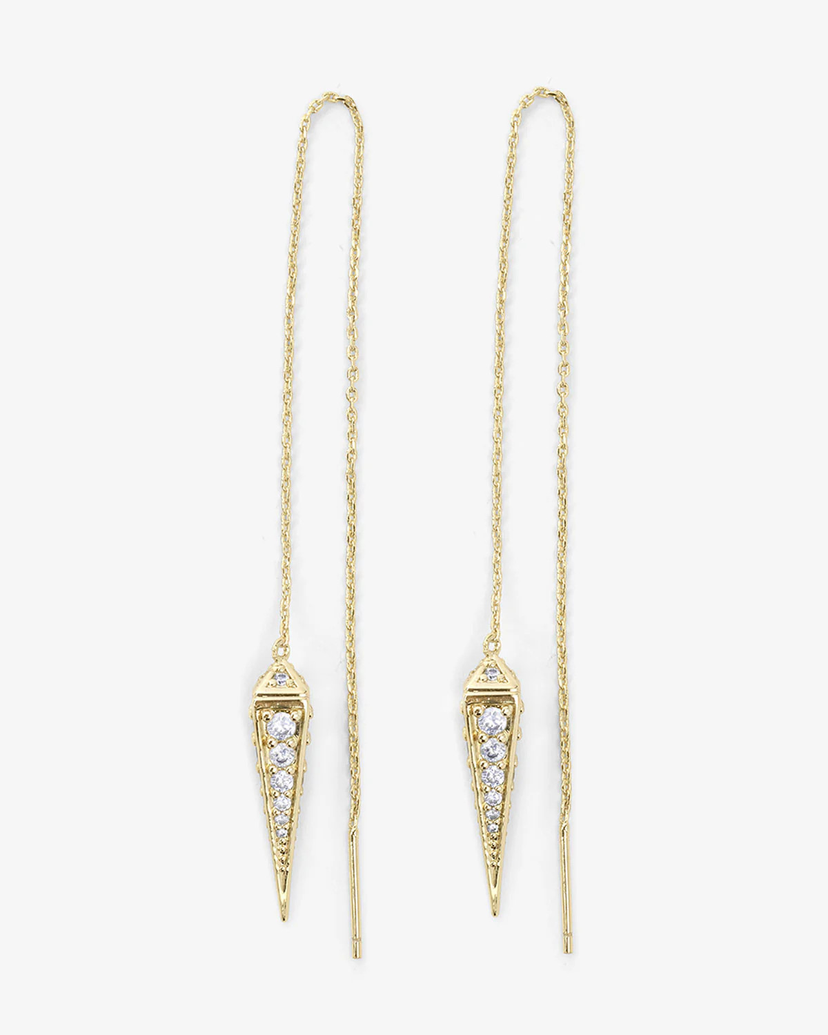 Gabriella Pavé Threader Earrings - Gold|White Diamondettes | Melinda Maria Jewelry