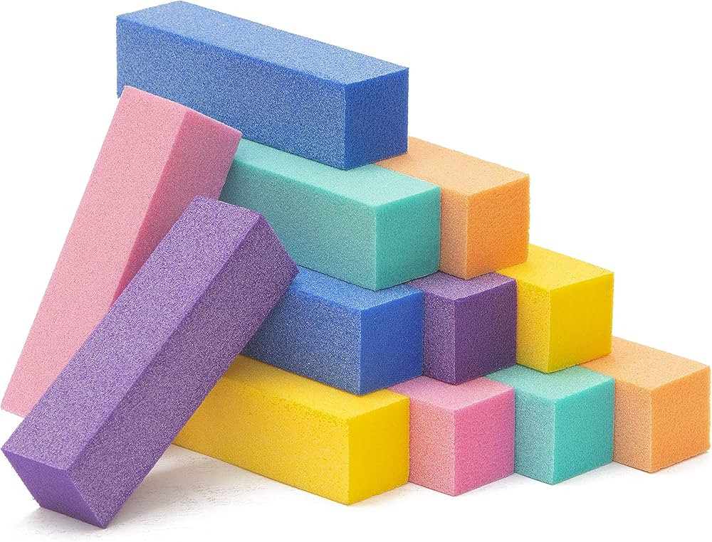 Natural and Acrylic Nail Buffing Blocks, 12-Pack, 4 Sided, Medium Grit (Multi-Colored) | Amazon (US)
