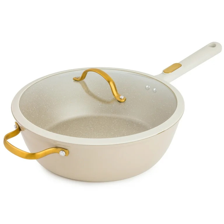 Thyme & Table 5-Quart Non-Stick Aluminum Sauté Pan - Taupe & Gold, Granite Collection - Walmart.... | Walmart (US)