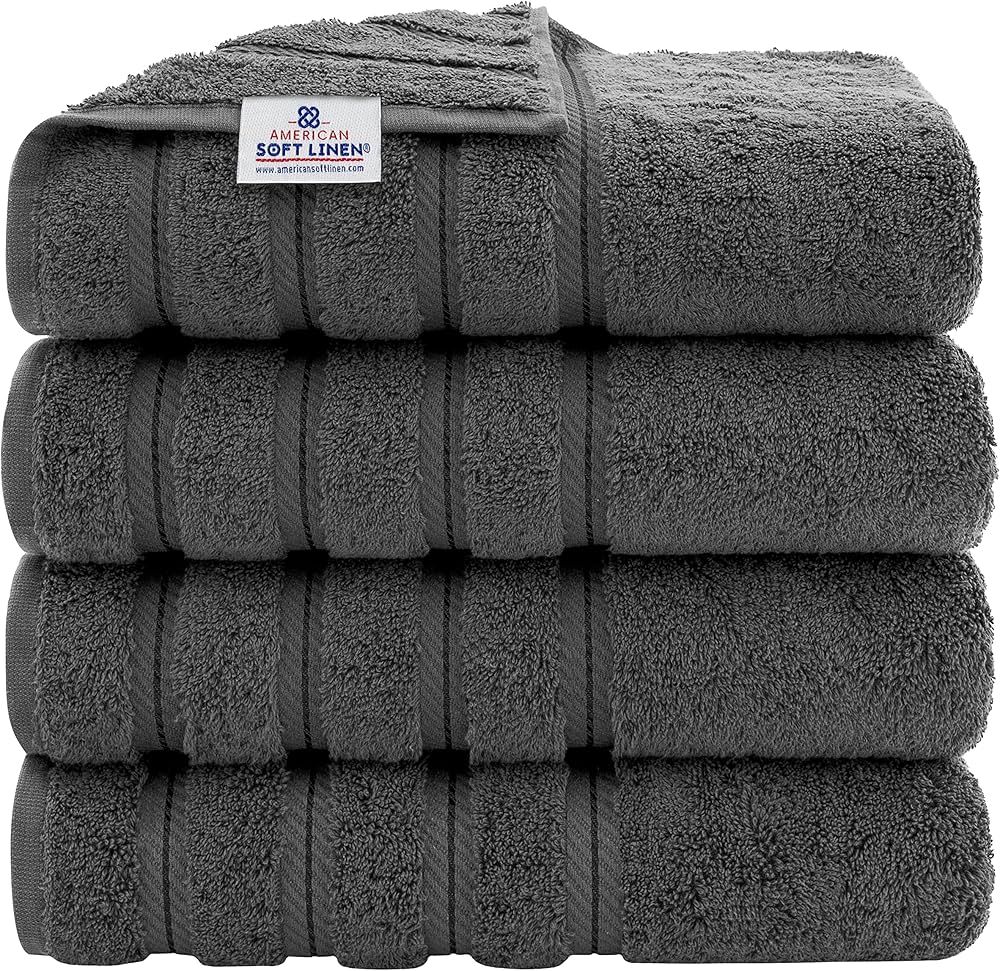 American Soft Linen 4 Piece Bath Towels, 100% Turkish Cotton Bath Towels for Bathroom, 27x54 in E... | Amazon (US)