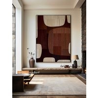 Wabi Sabi Wall Art Red Minimalist Painting & Beige Texture Reddish Brown Textured Crimson Boho Decor | Etsy (US)