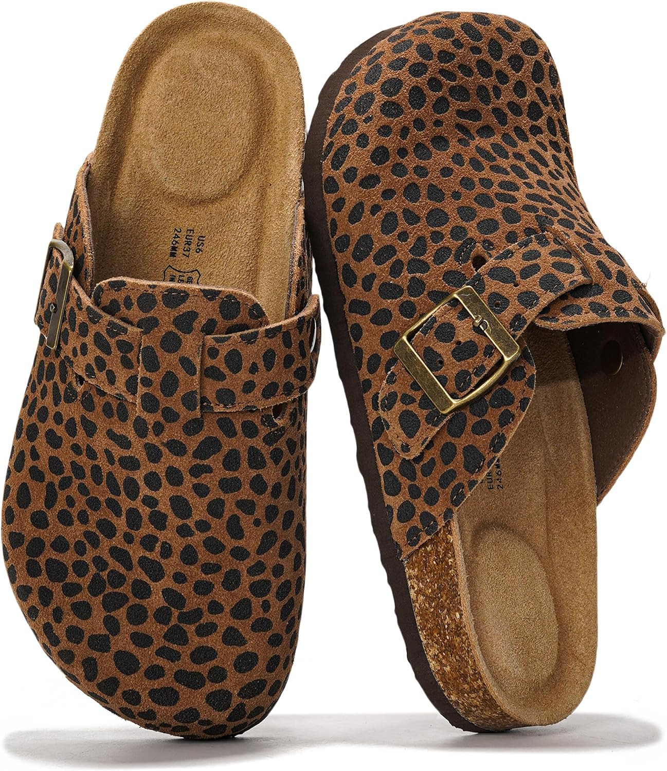 Project Cloud 100% Genuine Leather Womens Cork Footbed Clogs for Women | Amazon (US)