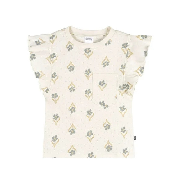 Modern Moments by Gerber Baby and Toddler Girl Organic Pleated Ruffle Sleeve Top, Sizes 0/3 Month... | Walmart (US)