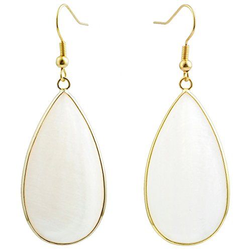 SUNYIK Women's White Shell Round Teardrop Dangle Earrings | Amazon (US)