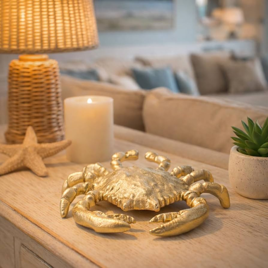 Sagebrook Home Coastal Crab Figurine - Decorative Gold Aluminum Metal Sculpture - Nautical Accent... | Amazon (US)