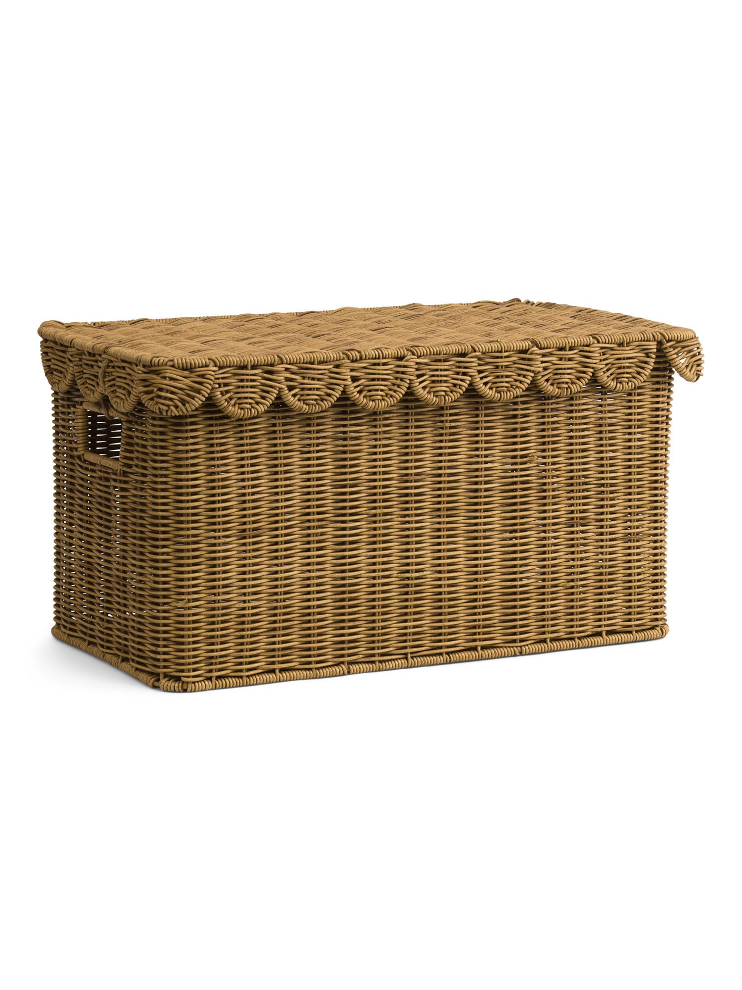 Lidded Resin Bin With Scalloped Trim | TJ Maxx