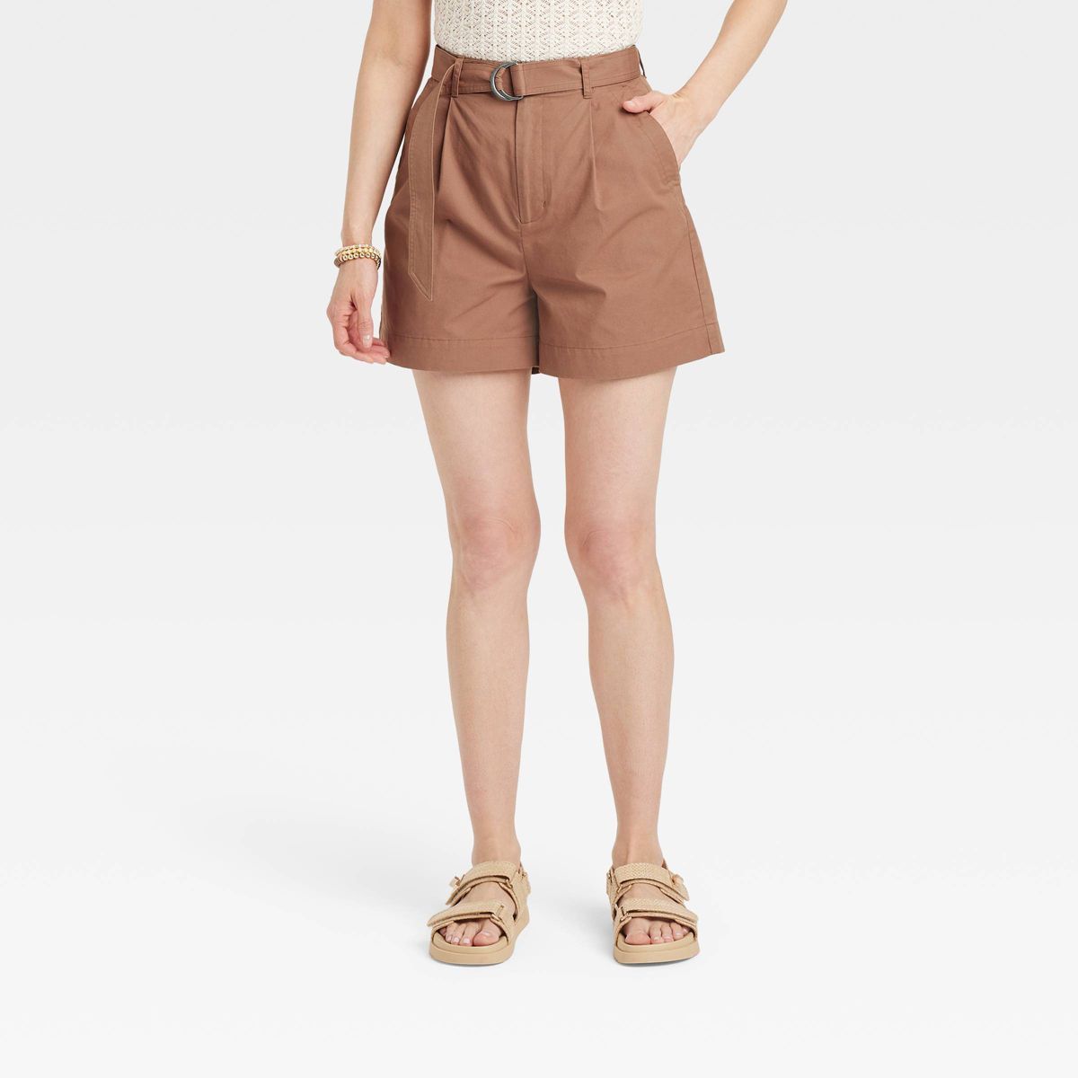 Women's High-Rise Belted Tailored Shorts - A New Day™ | Target