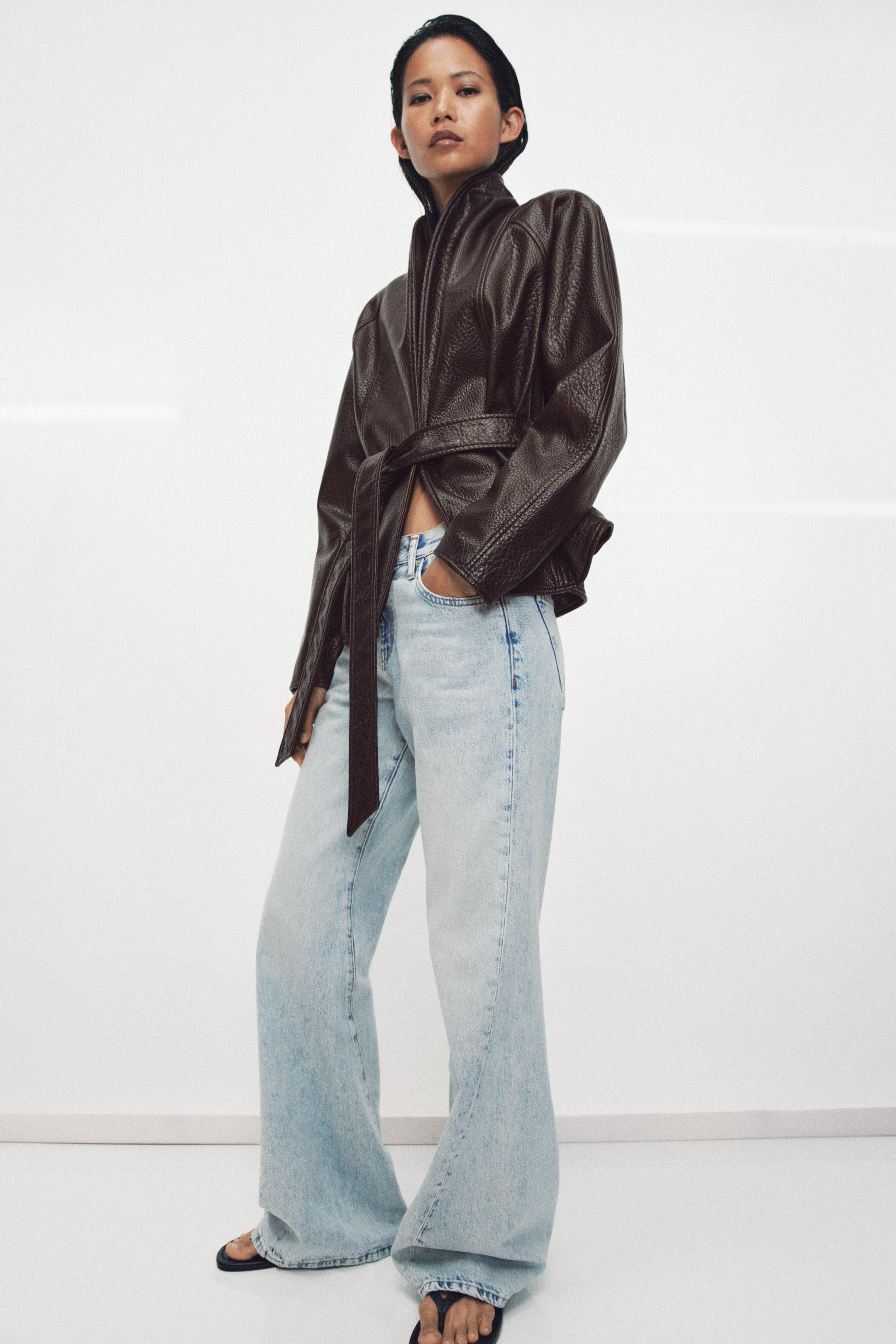 LEATHER EFFECT BELTED JACKET ZW COLLECTION | Zara UK