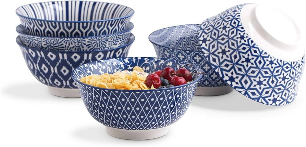 Selamica Porcelain 11oz Cereal Bowl Set - Set of 6, Soup Bowls, Ceramic bowls for Dessert, Ice Cr... | Amazon (US)